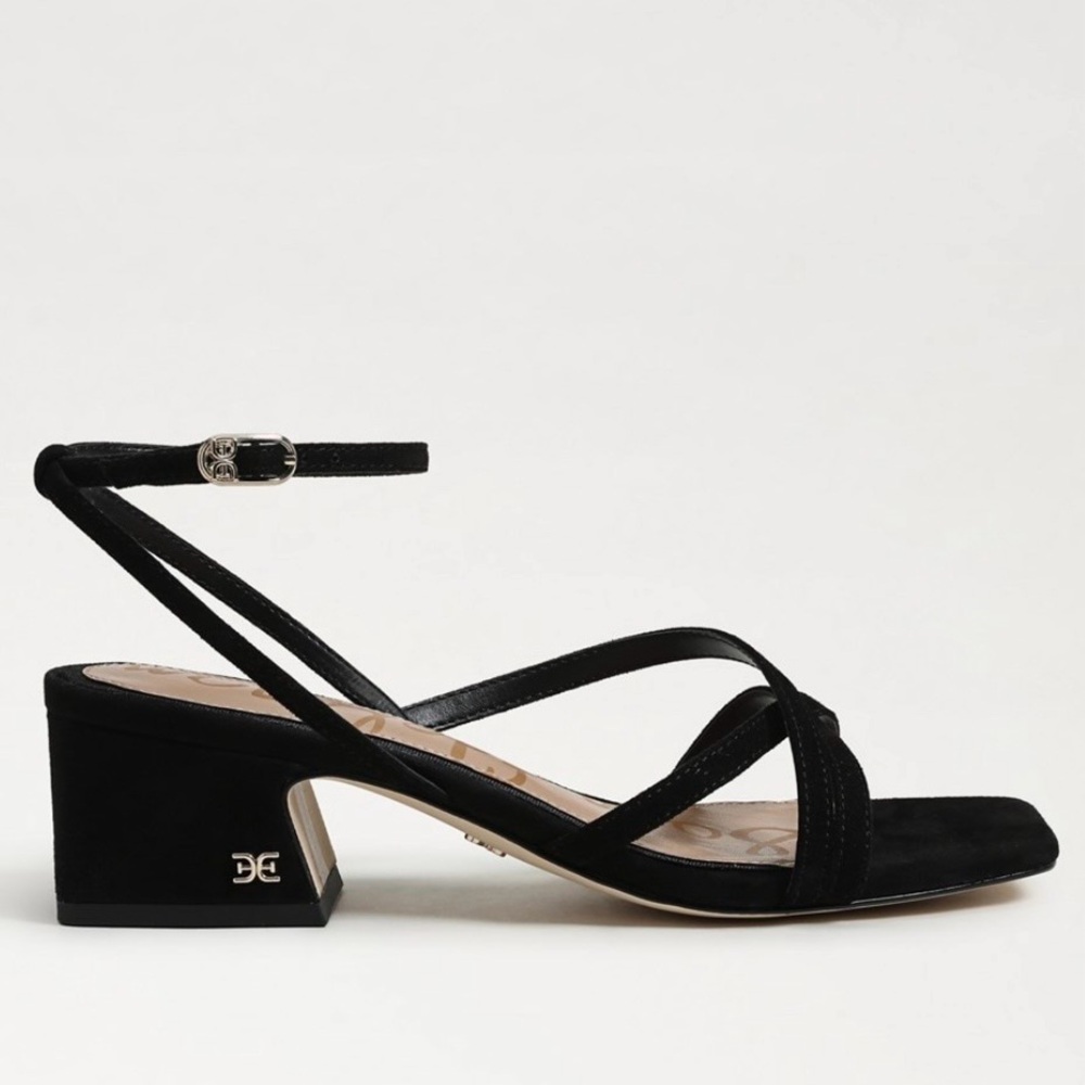 Sam Edelman Whitley Block Heel Sandal in black suede - Picture 3 of 10